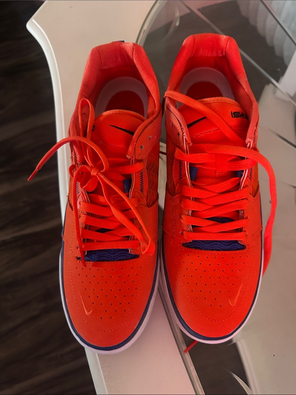 Nike Men’s Orange Low-Top Sneakers with Purple Accents